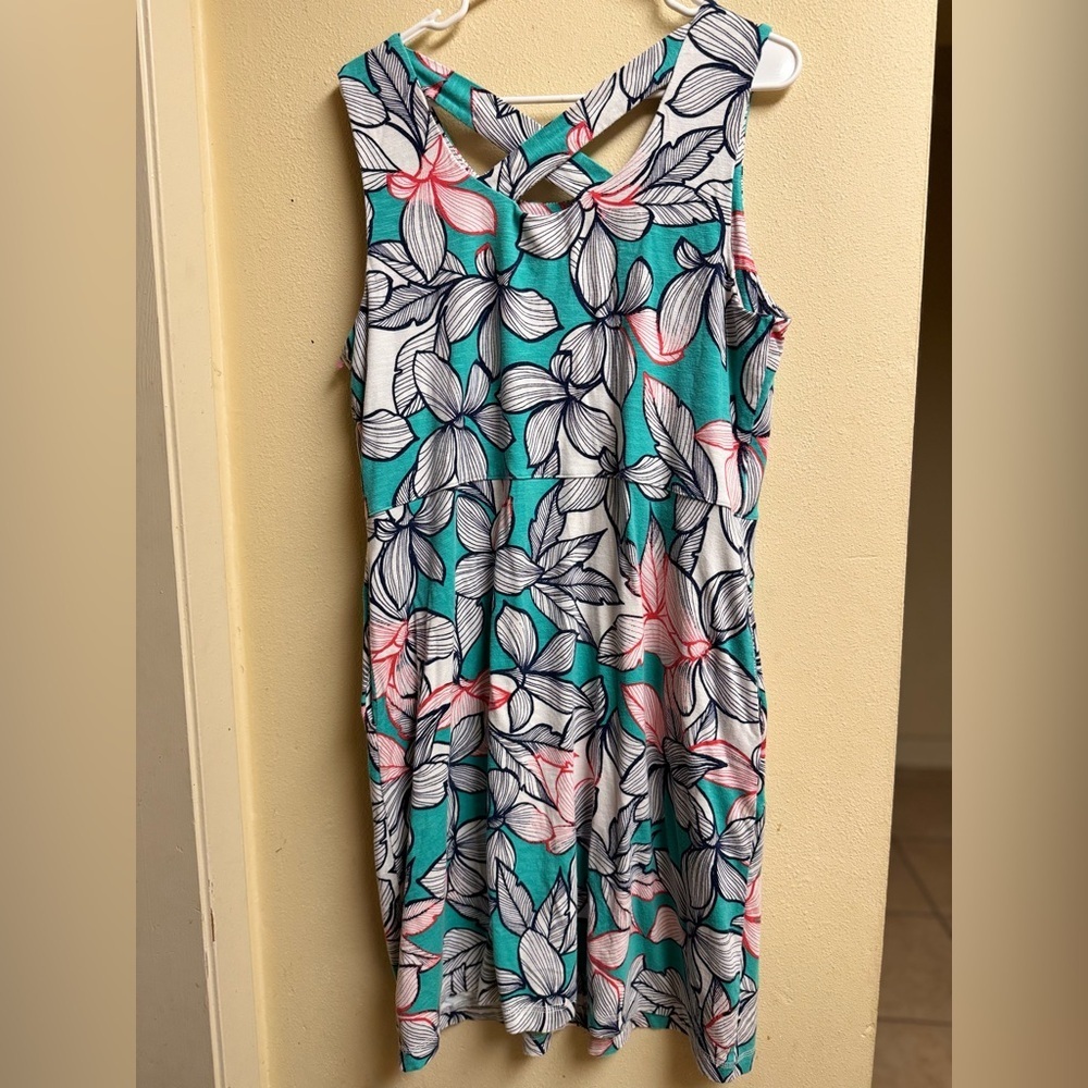 T by Talbots Floral Sleeveless Crisscross Back Dress Size XLP – Tropical Print
